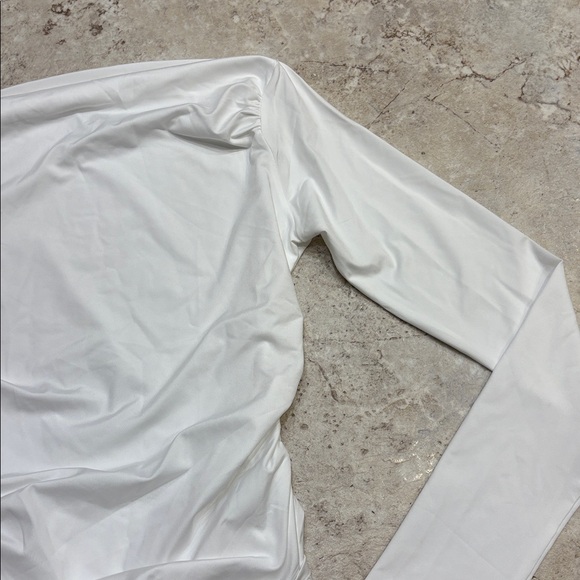 White Ruched Off the Shoulder Top - Picture 2 of 3